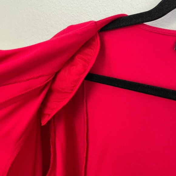 Lane Bryant Womens Plus 26 Red Zip Up Stretch Jacket Peplum Long Sleeve - Picture 8 of 9